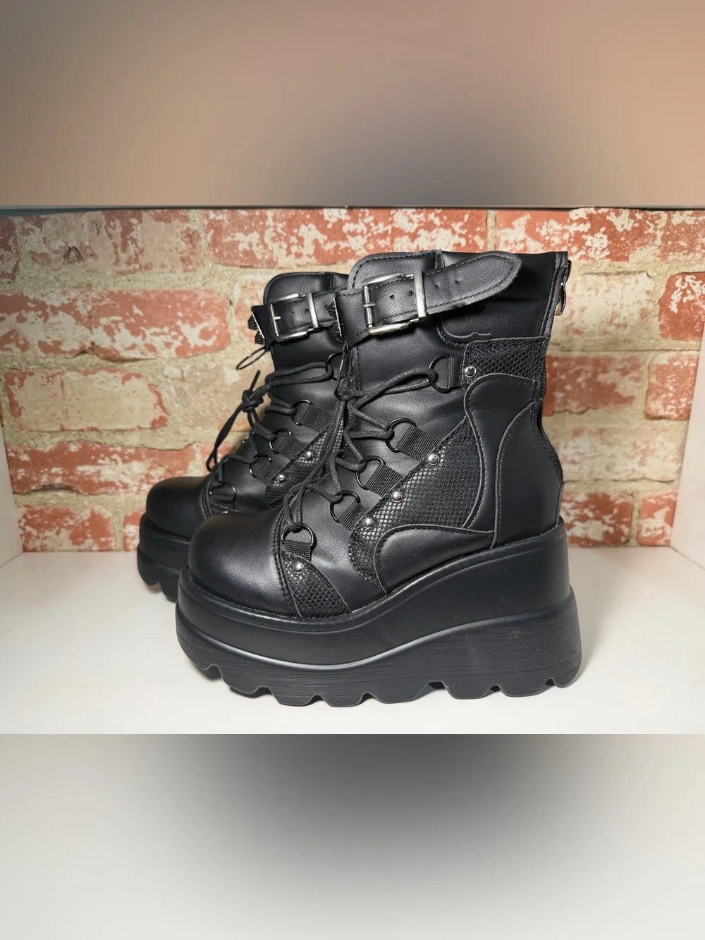 Women's Goth Platform Lace-Up Combat Boots